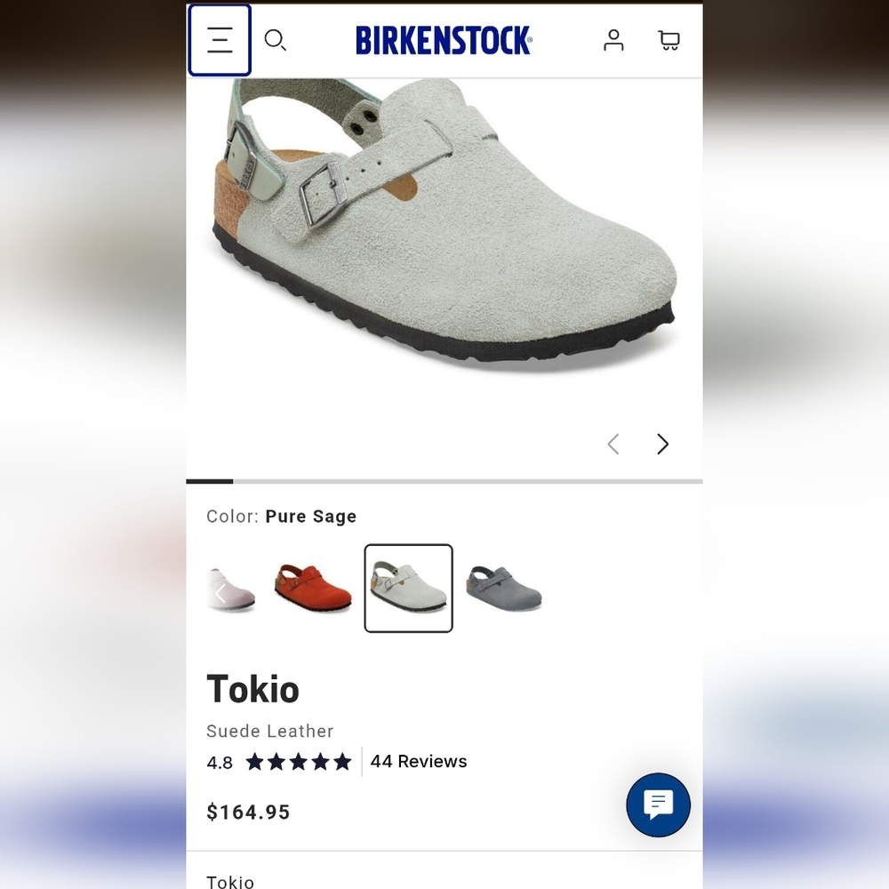 Birkenstock Tokio Suede Clog in Sage Green 38